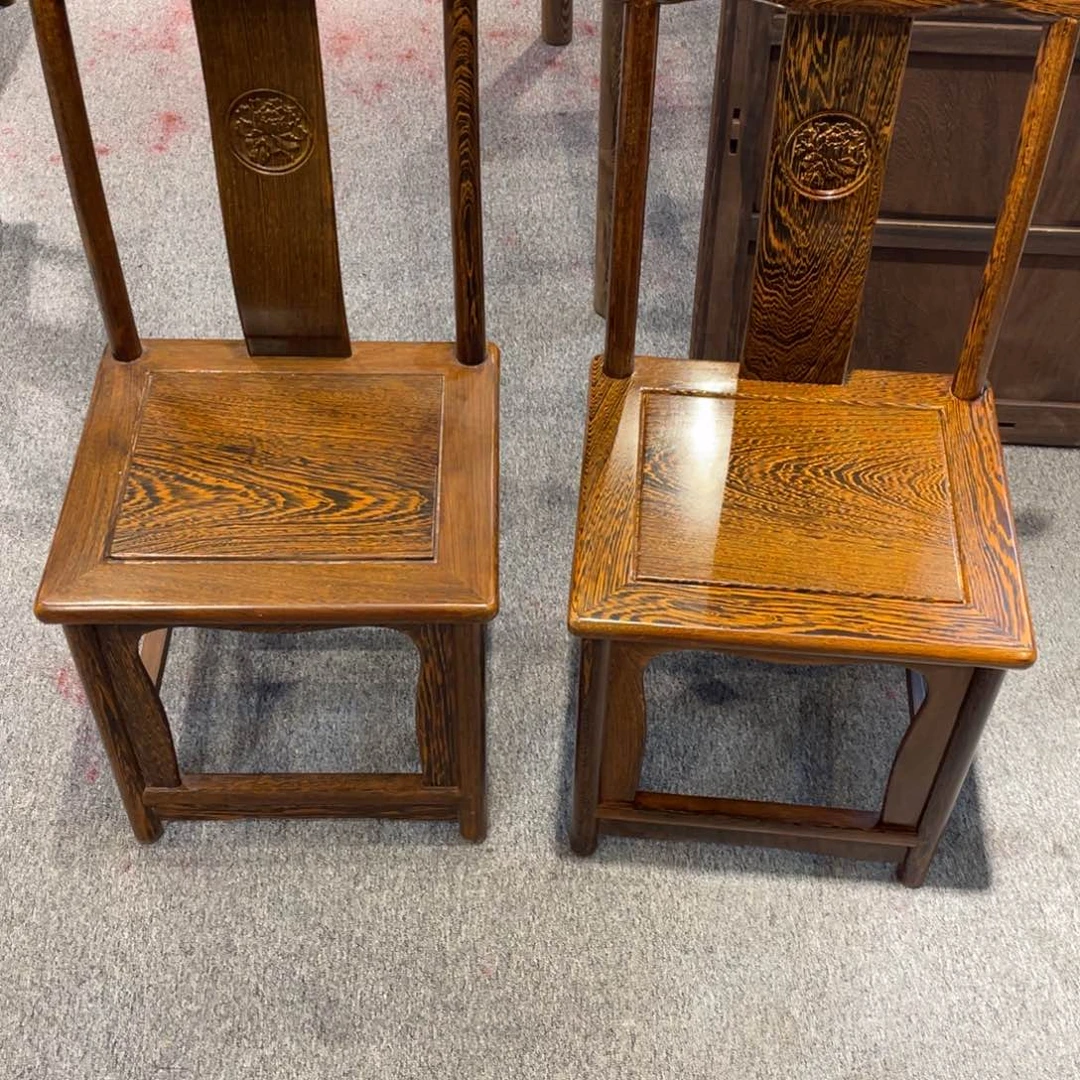 鸡翅木类成套家具自*一对官椅样品