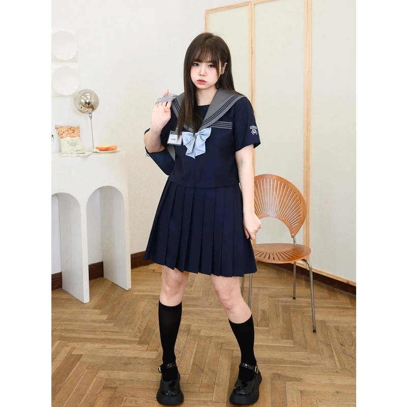 【拍2发6】阿车家大码jk原创南山一中水手服短裙学院风海军领套装夏