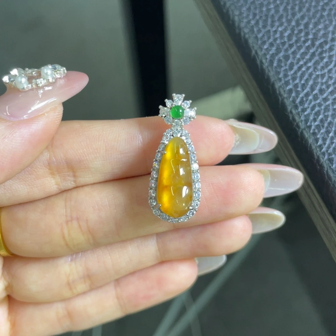 翡翠银S925镶嵌吊坠(不含链)