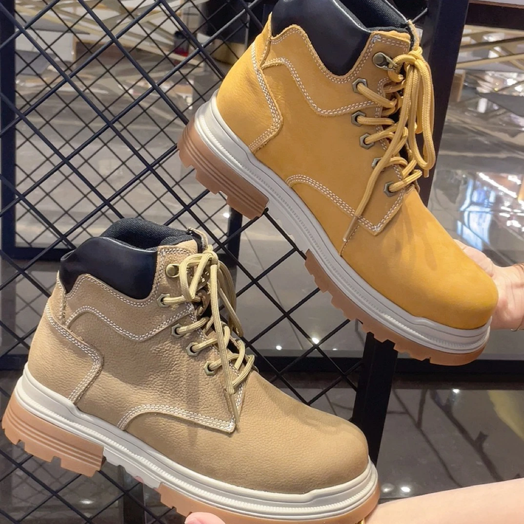 高帮车缝线男鞋春秋男靴短靴休闲工装靴马丁靴