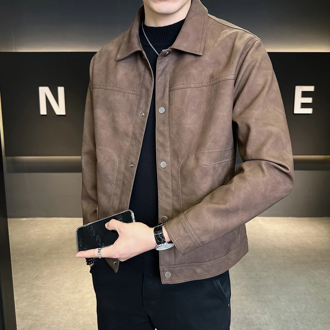 男士外套2025新款秋冬季潮牌高级感痞帅休闲加绒机车皮衣男夹克男