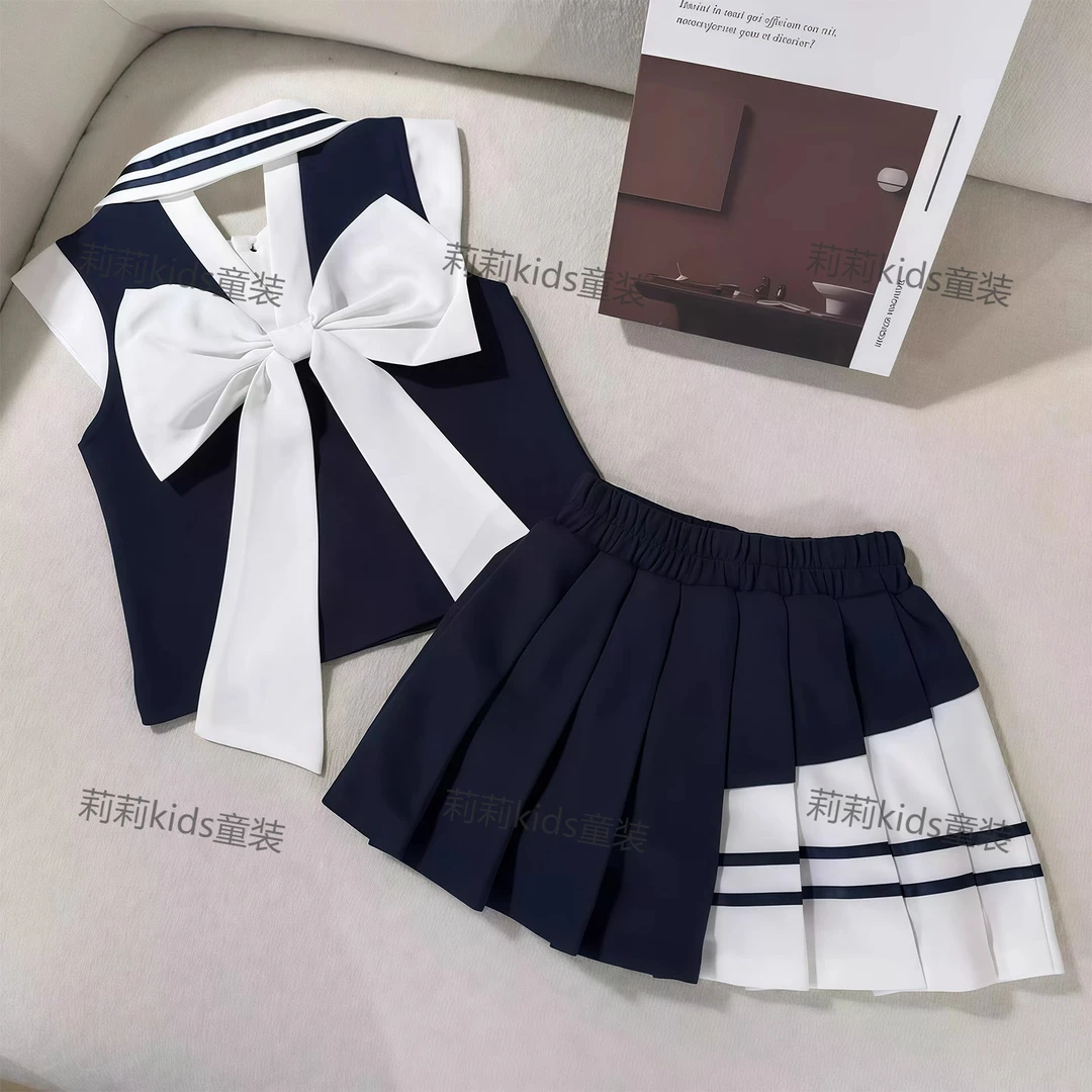 学院风女童套装夏季女孩夏装套装6—12岁女孩上学套装韩版儿童夏装
