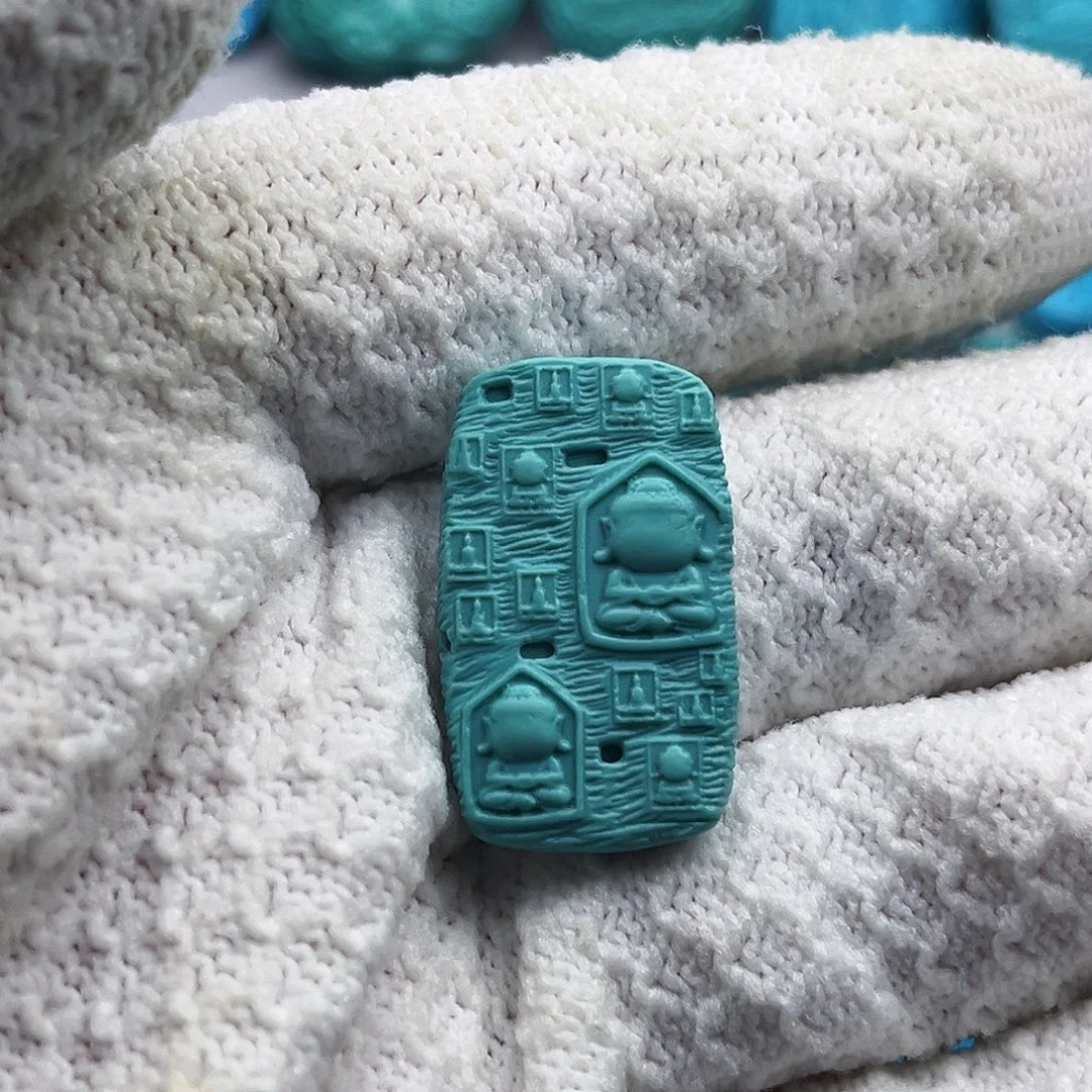 未镶嵌绿松石天然原矿雕刻绿松石卡30-18-6