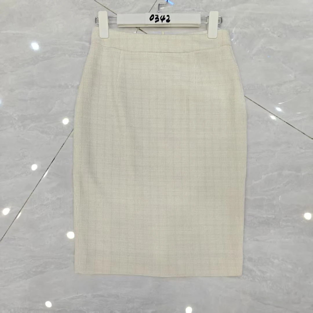 0342法式轻职风直筒裙纯色高腰半身裙休闲裙子白色长款