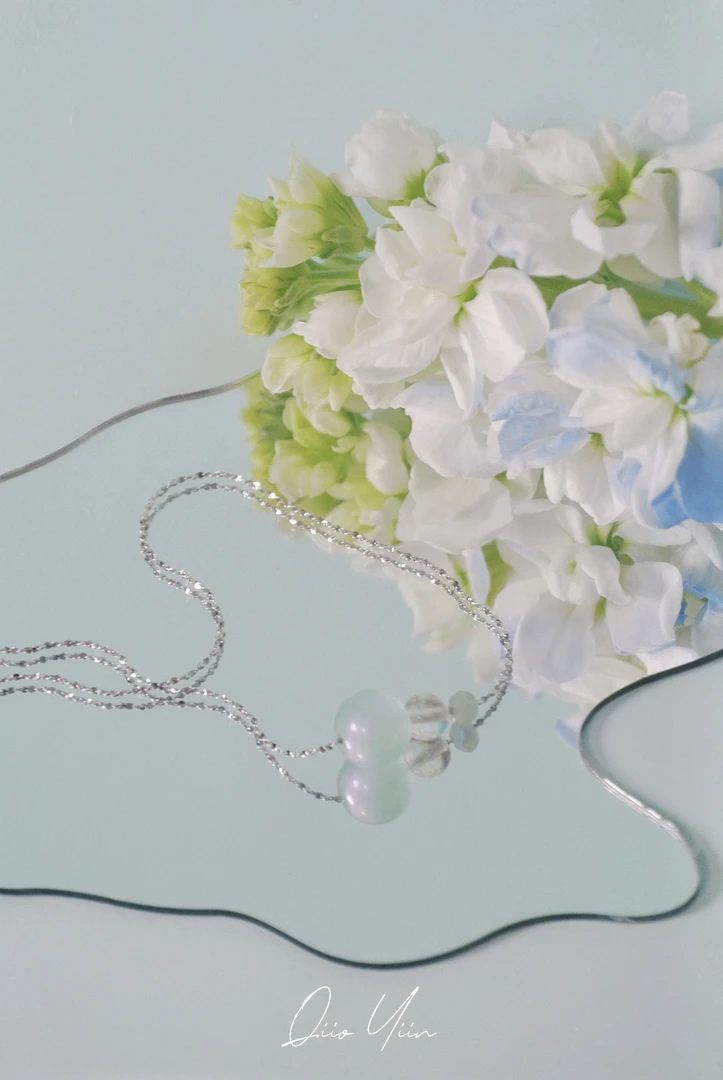 合金琉璃项链 「海月之泪」原创小众设计高级感气质蓝绿串珠项链