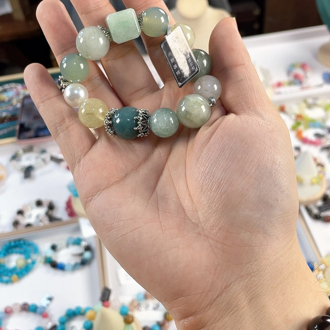 水晶手链银S925镀金镶嵌