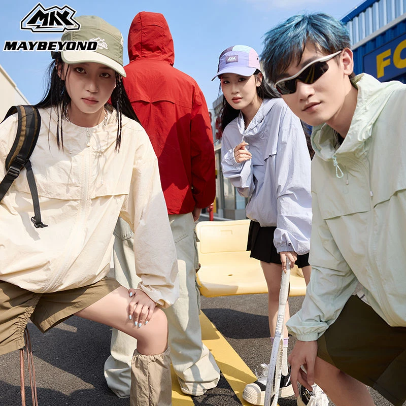 MAYBEYOND原纱防晒衣男女夏季凉感透气UPF50+宽松连帽防晒皮肤衣