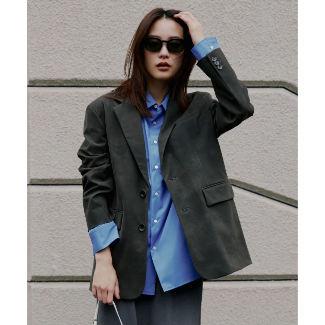 【六哥家】春季新款 F 时尚宽松翻领两粒扣气质西装夹克外套