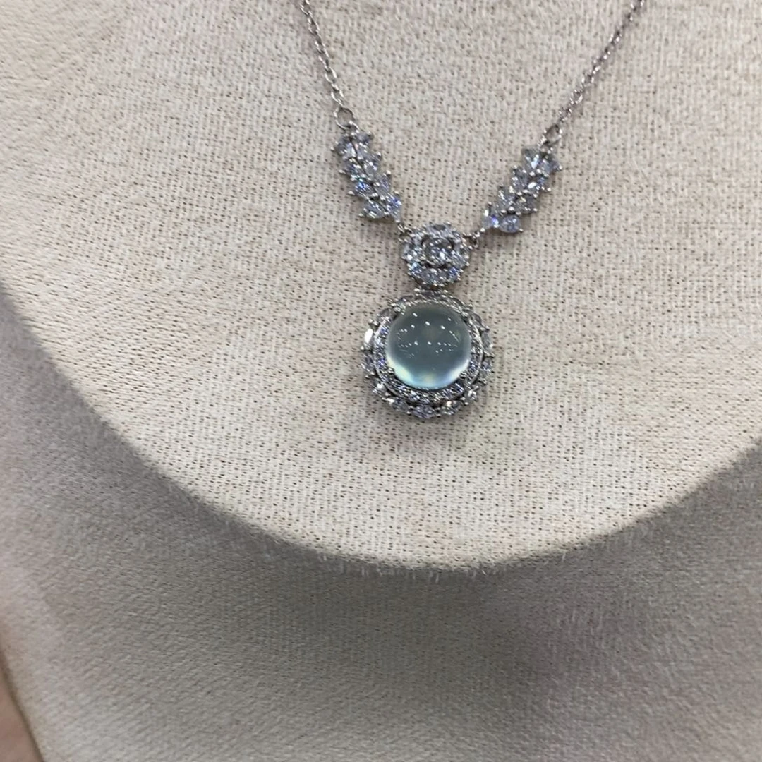 蛇纹石玉银S925镶嵌颈饰