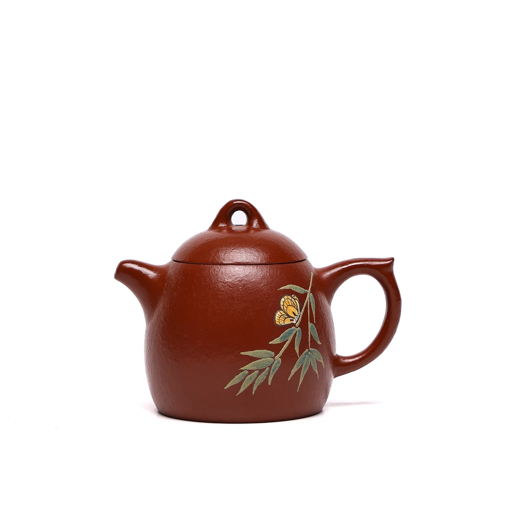汪汪茶器 秦权 朱泥泥绘 85cc 家用紫砂壶 LTF 1