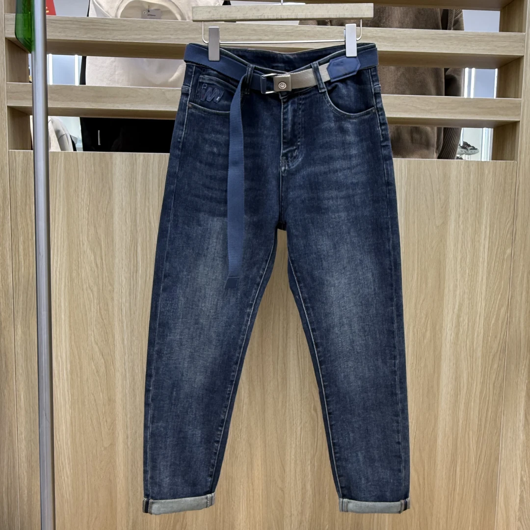 2025秋季新款男士腰带牛仔裤时尚潮流百搭洗水牛仔10002