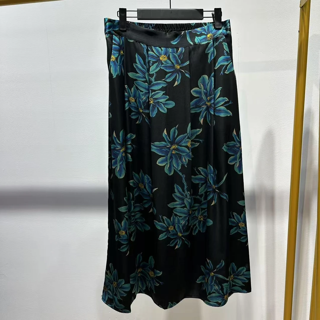 【重锻兰花】香云纱桑蚕丝重磅蓝花高定半裙 Q81AK2113