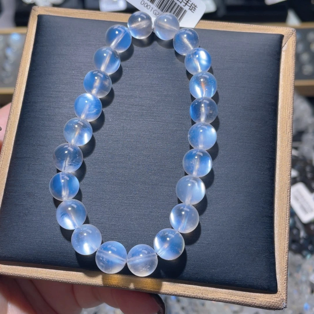 未镶嵌长石手链灯泡光蓝月光手链9mm+