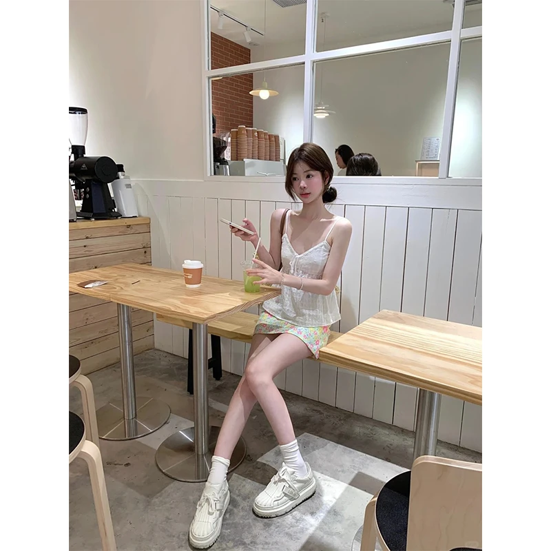 2025夏季新款甜美辣妹吊带无袖上衣女百搭显瘦休闲碎花裙包臀短裙
