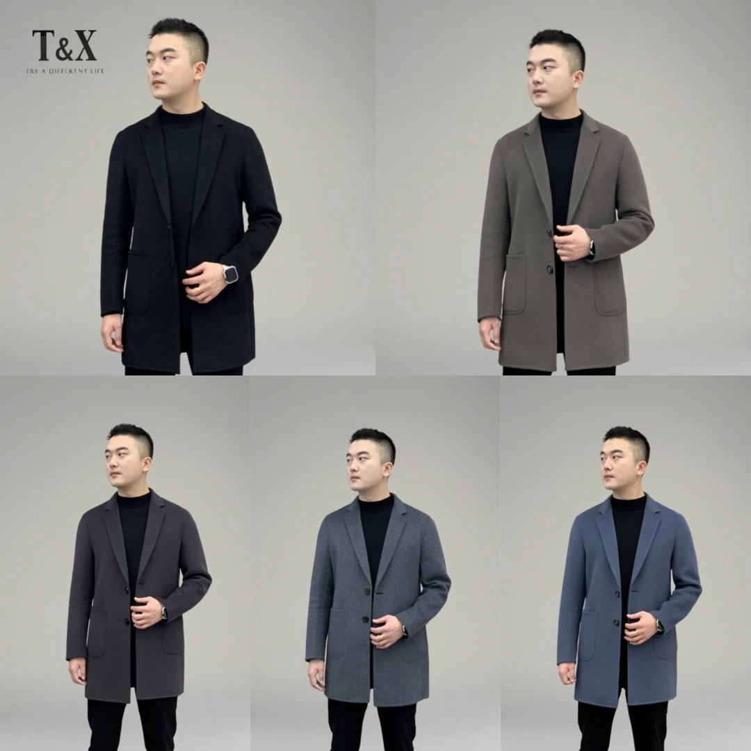 T&X/梯形男士中长款双面羊毛大衣百搭外套（没有内胆）0024