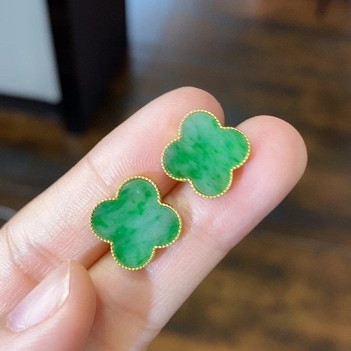 翡翠18K金镶嵌耳饰