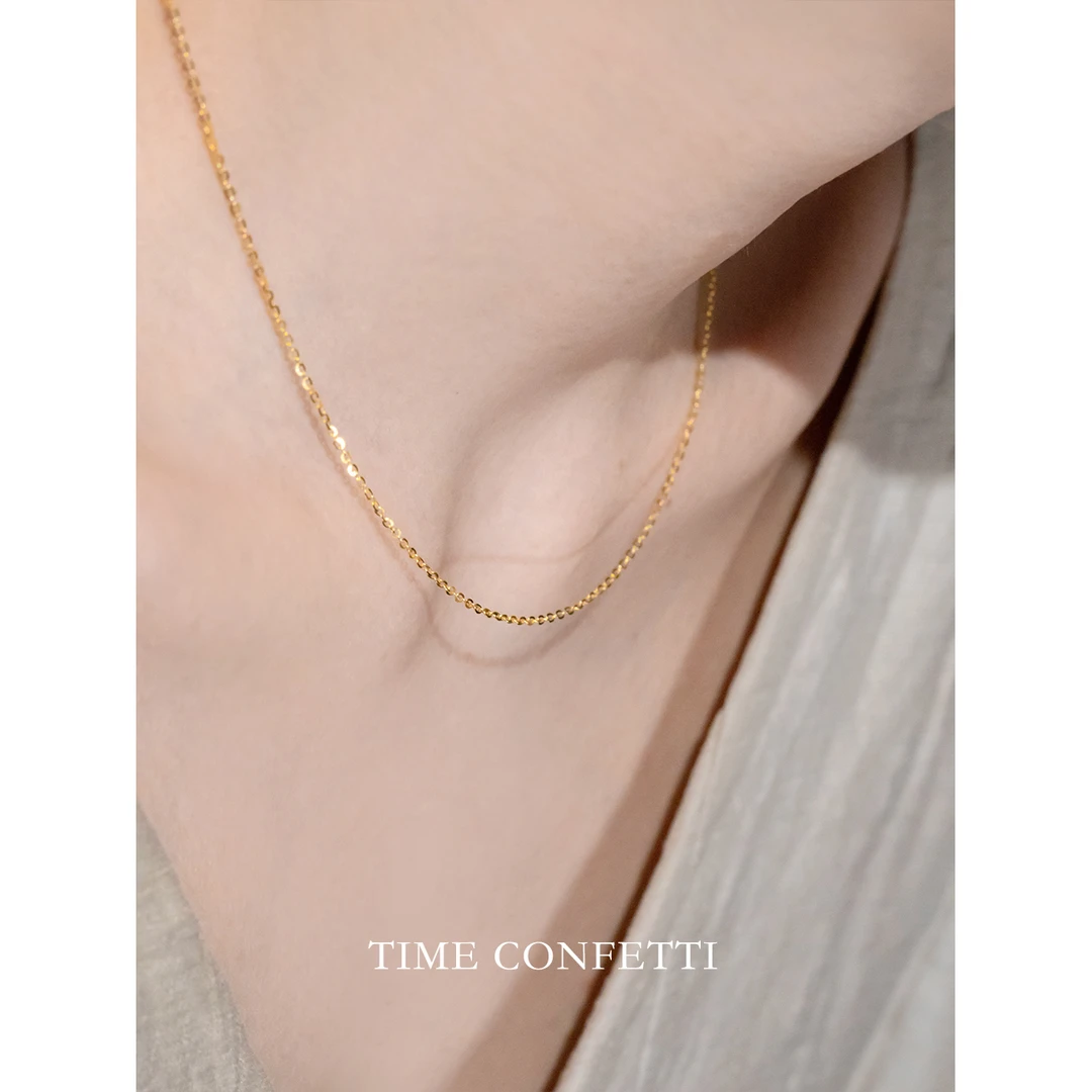 链子925银 镀K金【孙二娘】素素-百搭基础款气质针式项链TC 9375