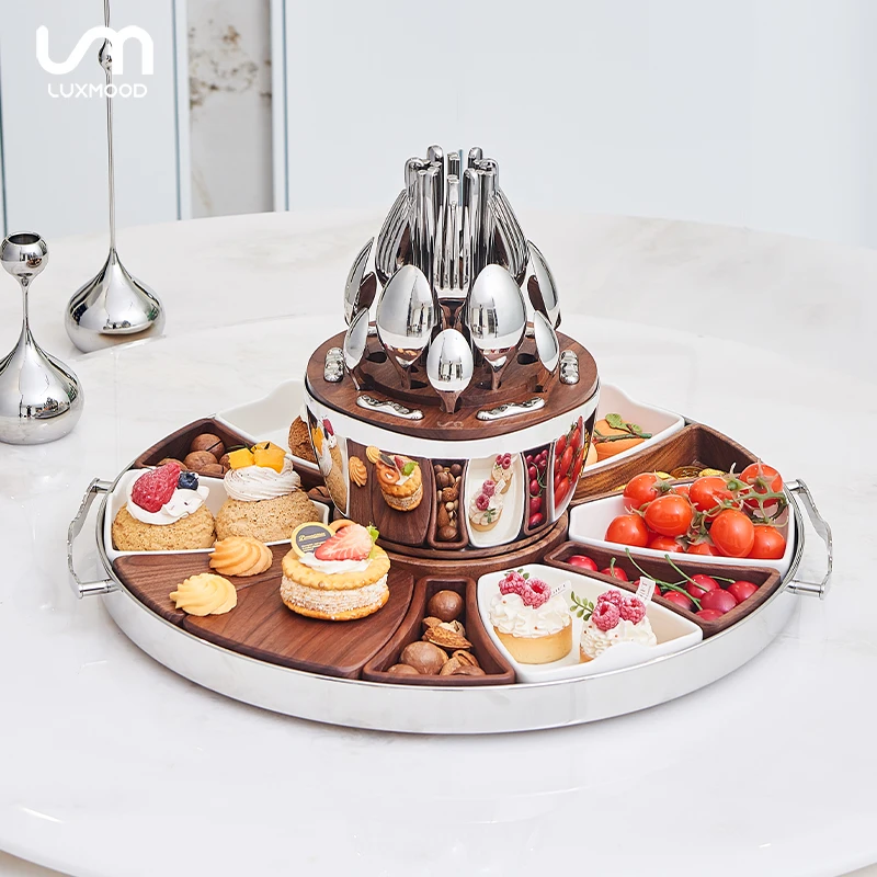 LUXMOOD勒慕茶点托盘点心坚果托盘小食盘餐具家用盘子分格送礼