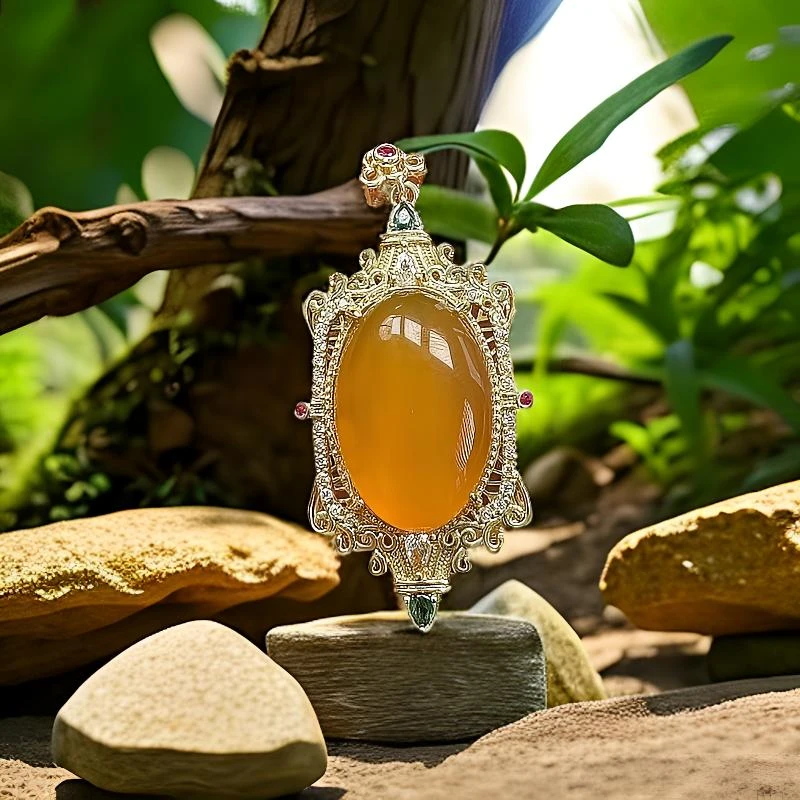 时尚鸡油黄    精致独特玛瑙吊坠=B1