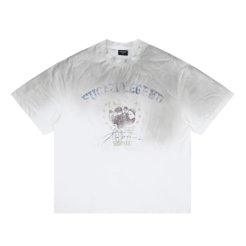 FORGIVENESS夏季经典美式乐队印花短袖T恤复古喷色纯棉ZB0129