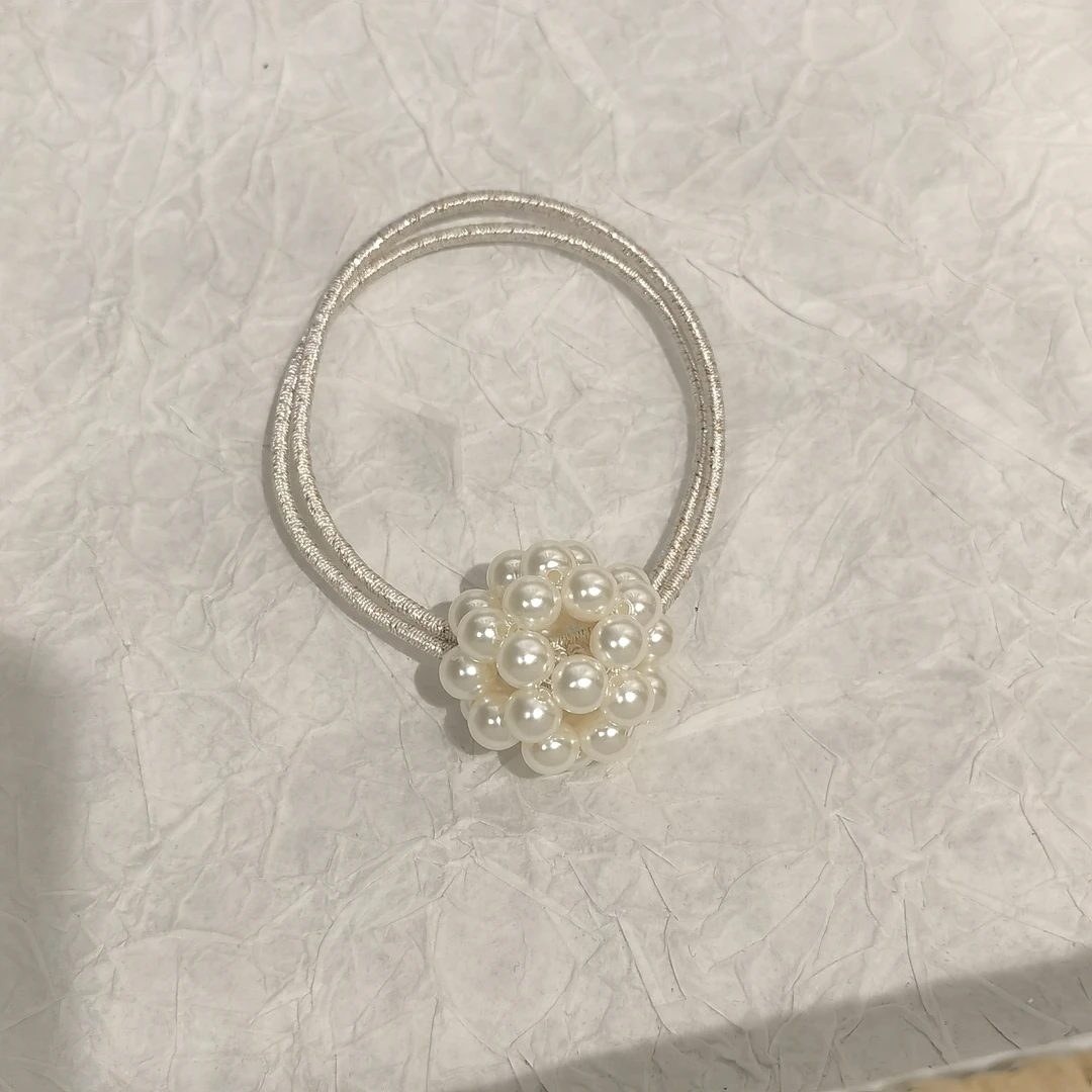 B990白色串珠球发绳
