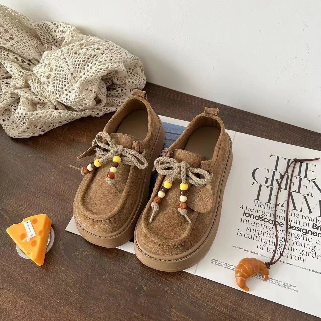 【米果妈】新款勃肯女鞋春秋厚底一脚蹬乐福豆豆鞋亲子X9601