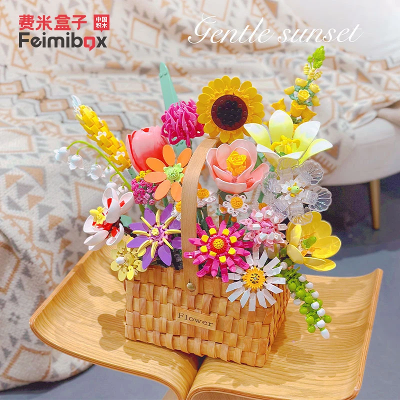 费米盒子永生花积木花篮拼装玩具送女朋友男友生日节日纪念日礼物