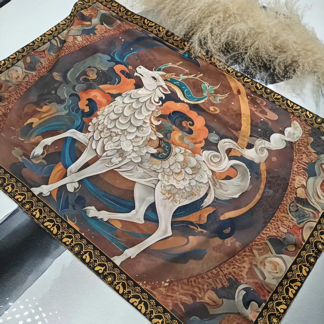 【 瑞兽纳福】高端香云花萝枕头套50*75女士品质丝巾爆款围巾-w2