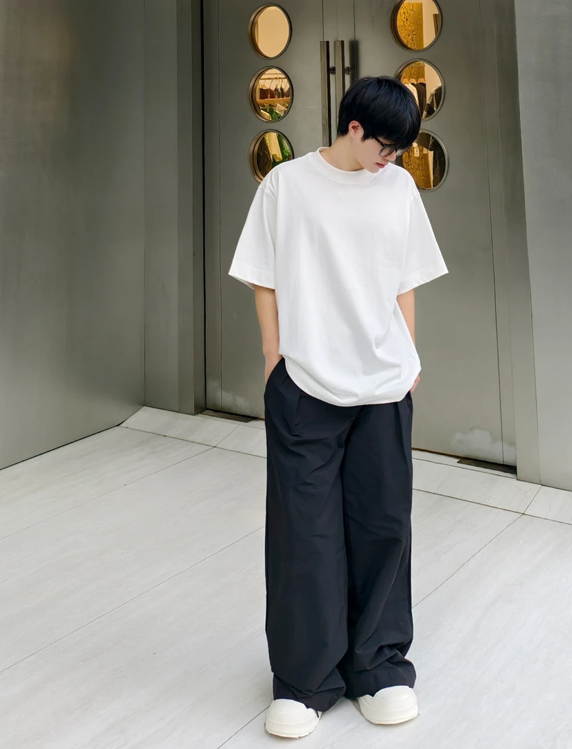 LIEKE 25ss  340g纯棉纯色宽松时尚潮流休闲美式户外短袖86186