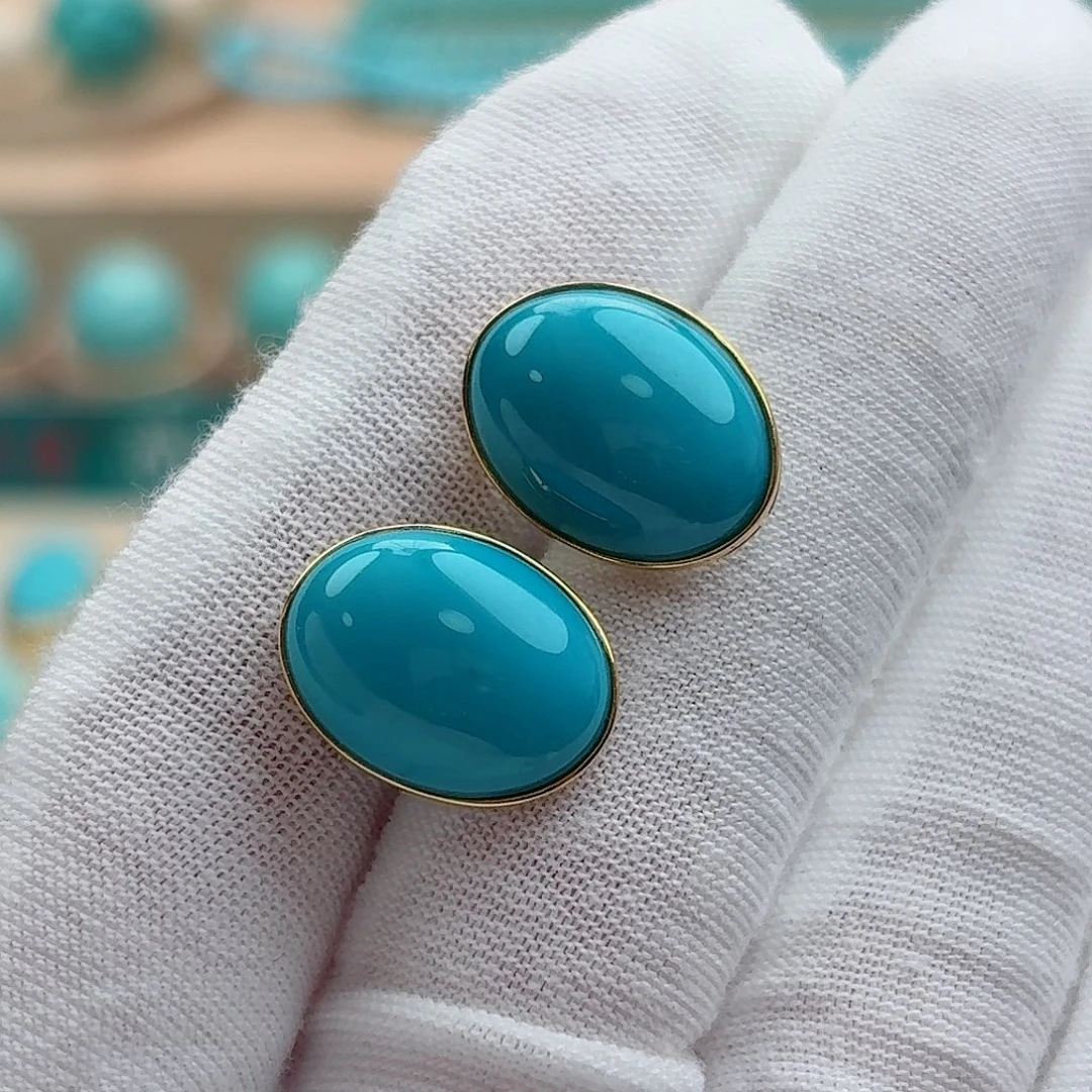 绿松石18K金镶嵌珠宝奇石