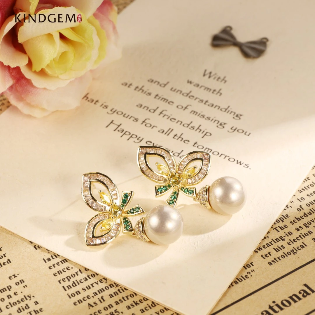 铜合金锆石耳饰 金色轻奢高级感镶嵌百搭耳环 CZ168XYWC-27844