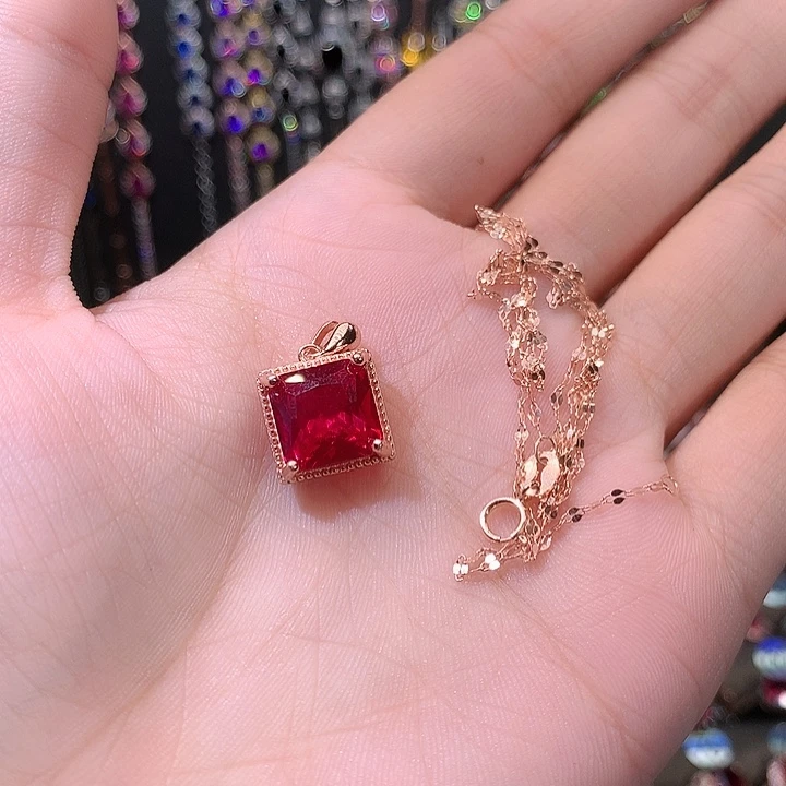 红宝石吊坠(赠链)银S925镶嵌1