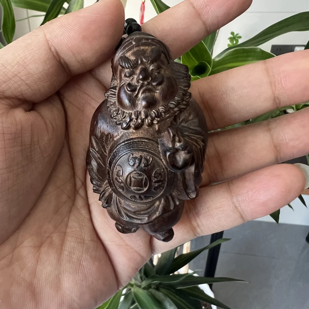 贡木木雕刻钟馗手把件男士把玩件手办车家居装饰挂件实木人物把件