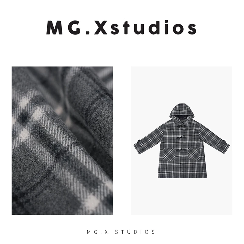 90白鸭绒双面呢大衣连帽中长款M361686D55