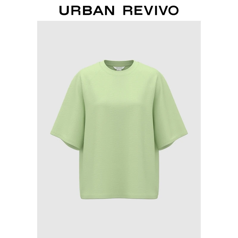 UR2025春季新款女装简约休闲纯色插肩袖短袖T恤UIY450003