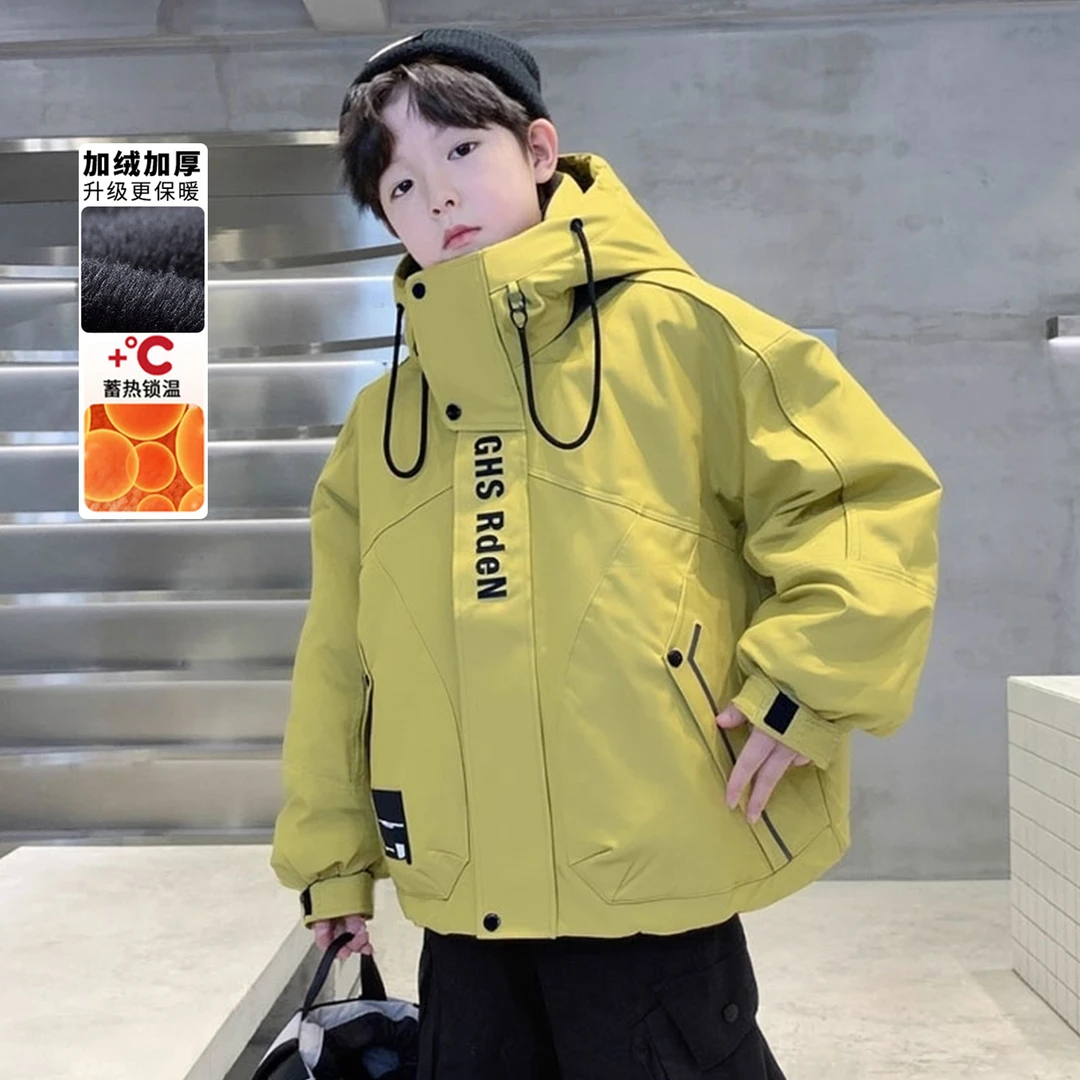 儿童装男童冬装加厚棉服2025新款中大童棉袄冬季男孩冲锋棉衣外套