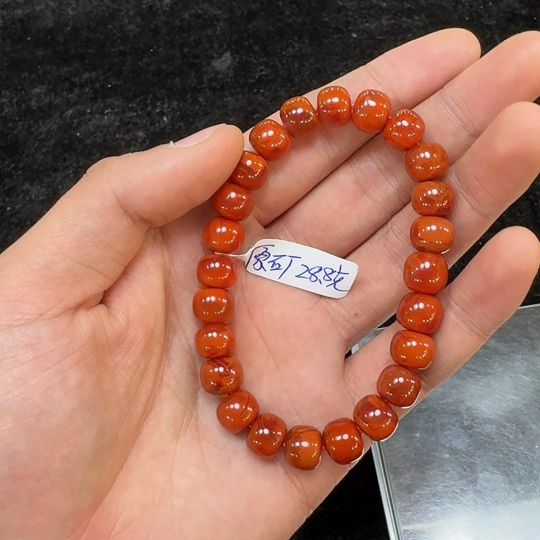 南红玛瑙手链未镶嵌g*g原矿南红手串9mm火焰纹