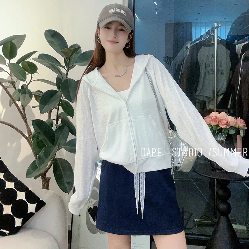 防晒连帽夏季轻薄透气常规款短外套棉感舒适衣港风朋克风