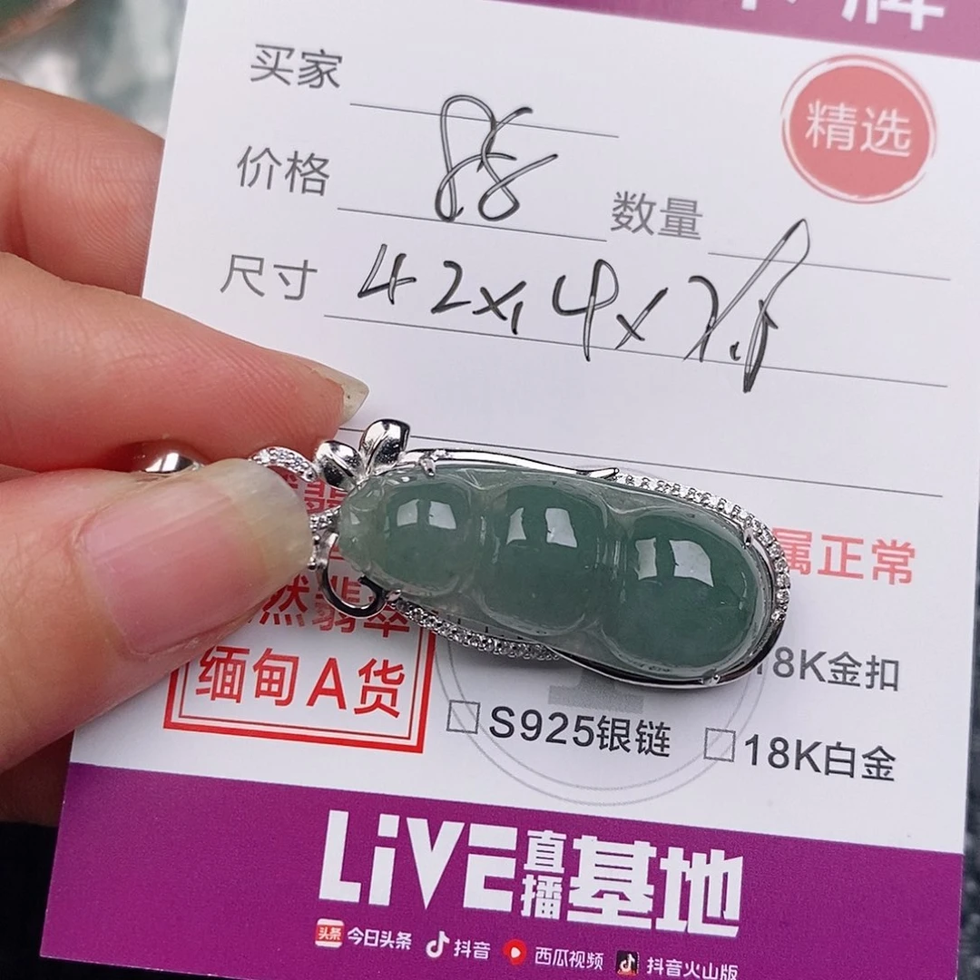 颈饰银S925镶嵌翡翠