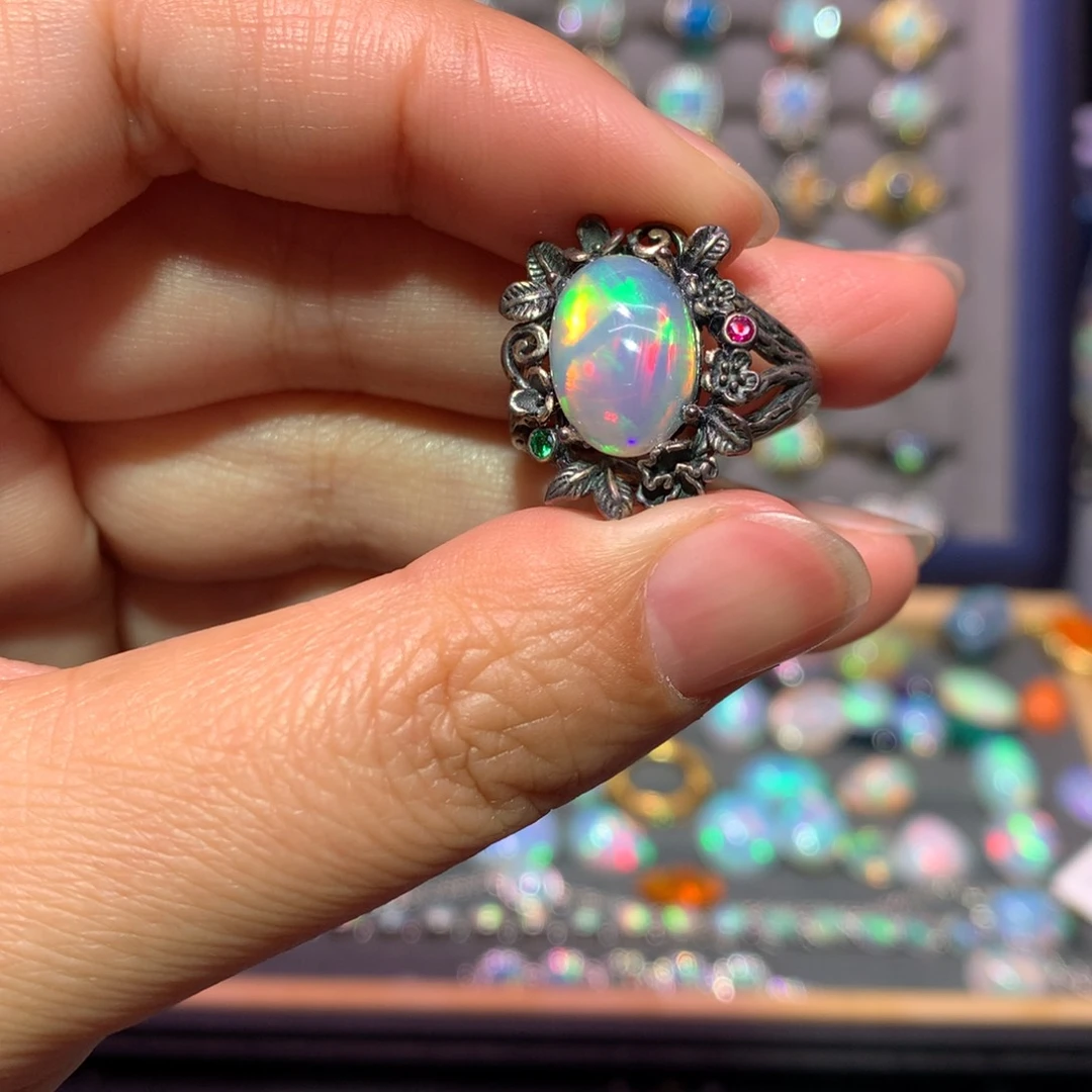 银S925镶嵌欧泊戒指款式