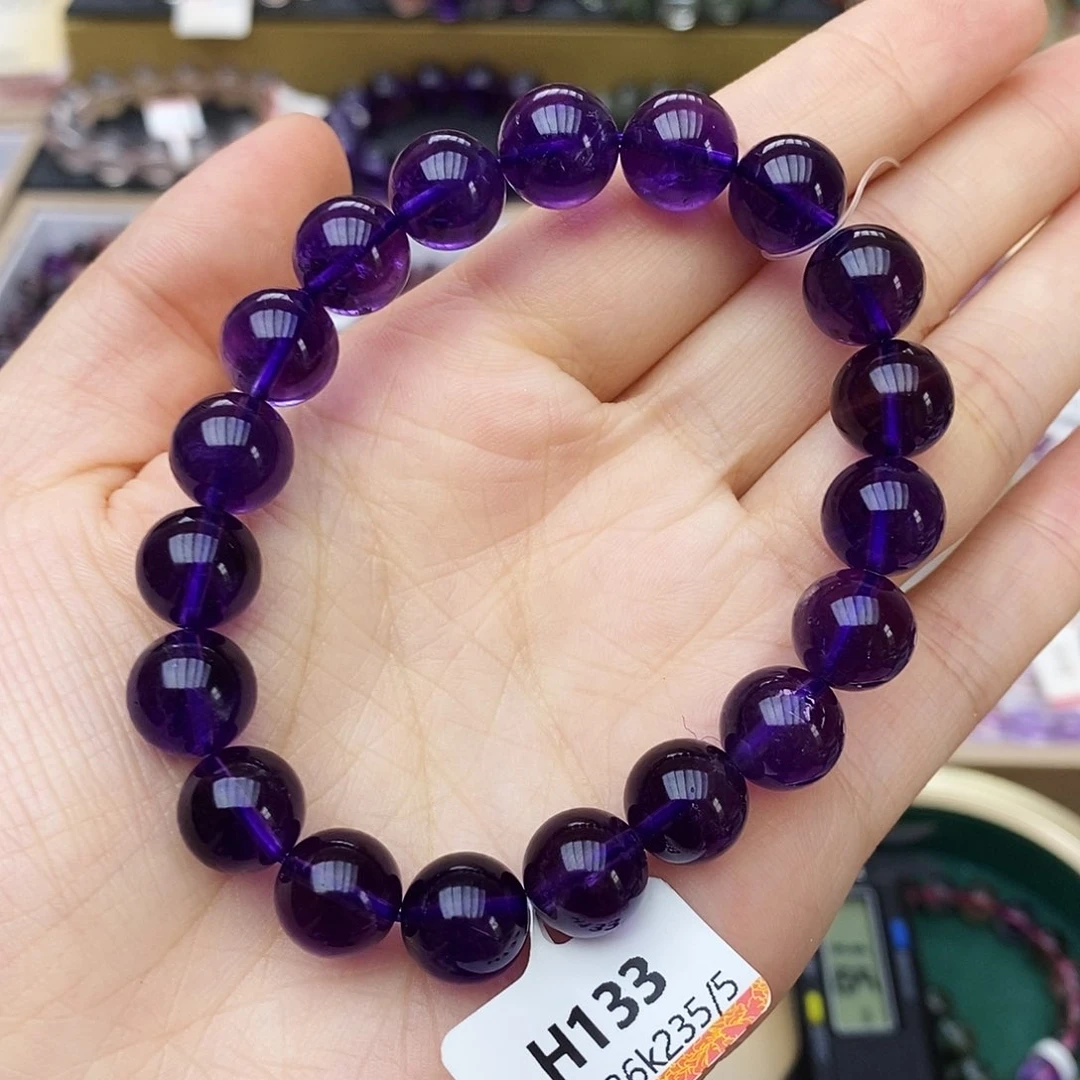 未镶嵌手链水晶H133 紫水晶 10m+