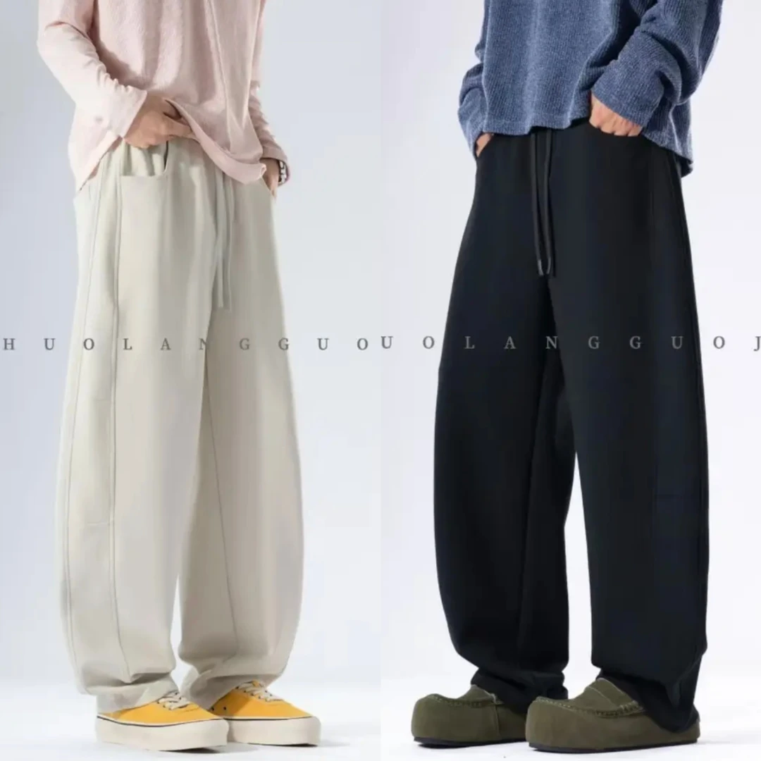 秋季新款云柔肤感显瘦松紧腰弯刀裤男士时尚简约百搭直筒休闲长裤