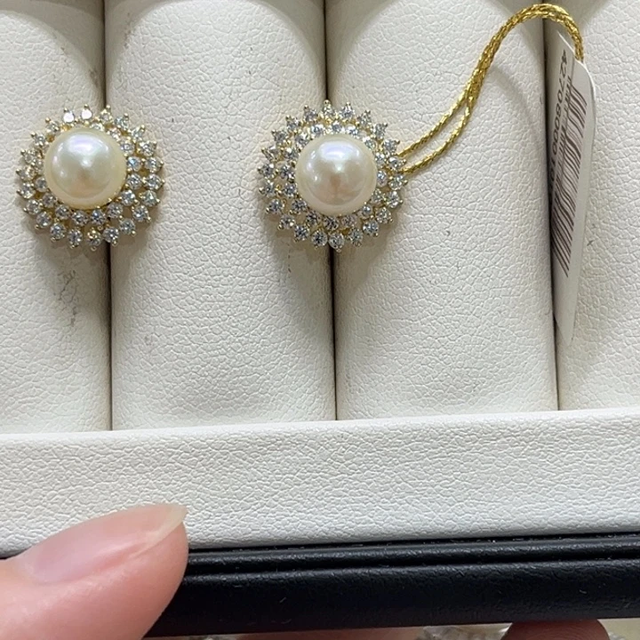 耳饰海水珍珠银S925镶嵌ak7-8mm 140号