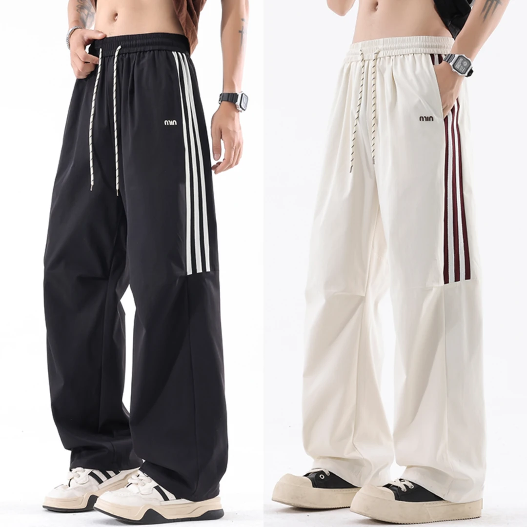 2025夏新款高中生学院风直筒运动裤休闲宽松舒适穿搭长款裤子