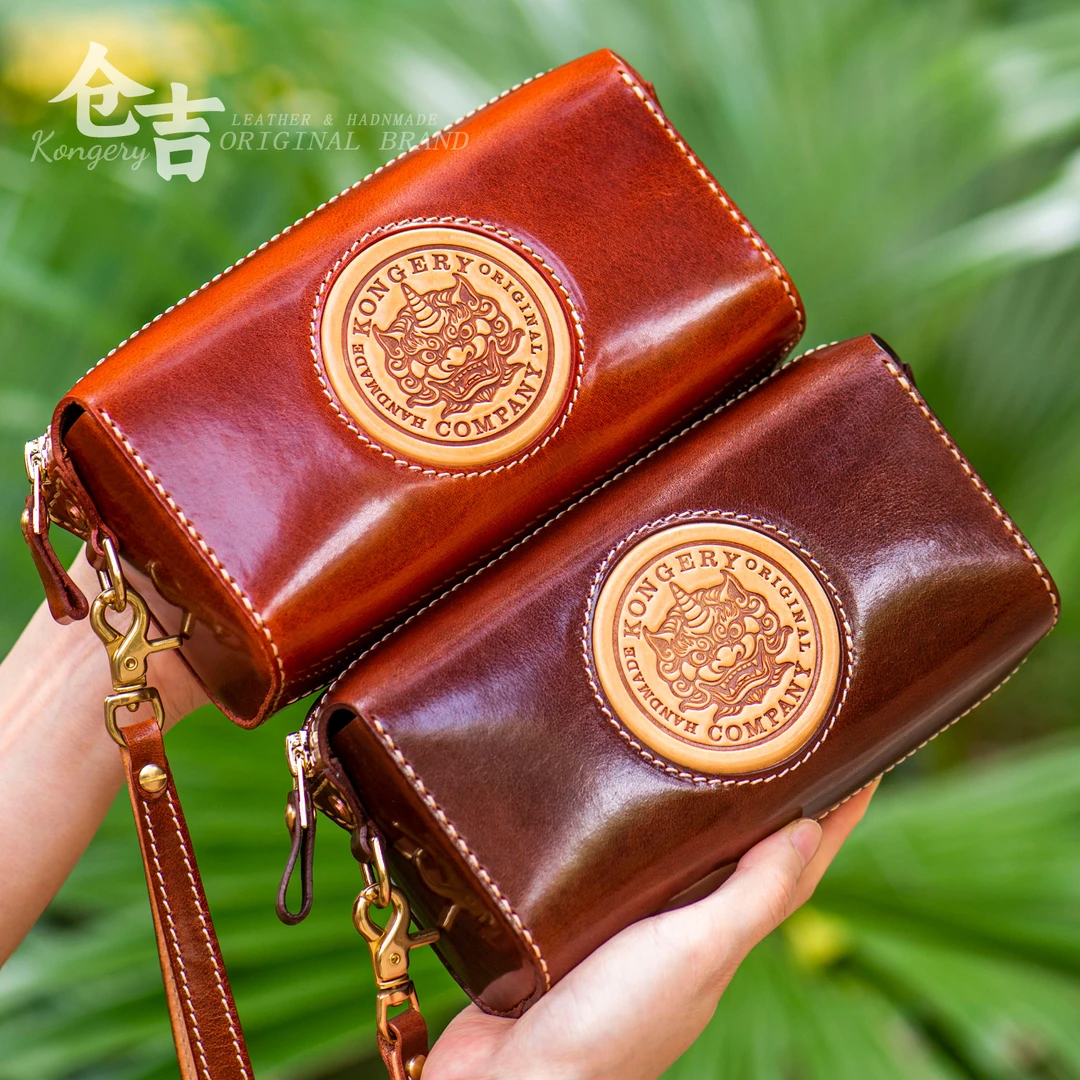 【天禄貔貅】复古手拿包！仓吉手工牛皮文玩收纳包手抓包手机钱包