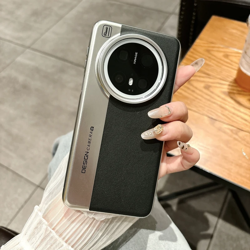 适用【华为mate70】素皮电镀双拼手机壳商务男防摔相机设计