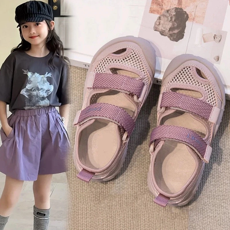 ABC凉鞋女童儿童凉鞋夏季包头运动鞋2025女孩鞋子透气单网鞋软底