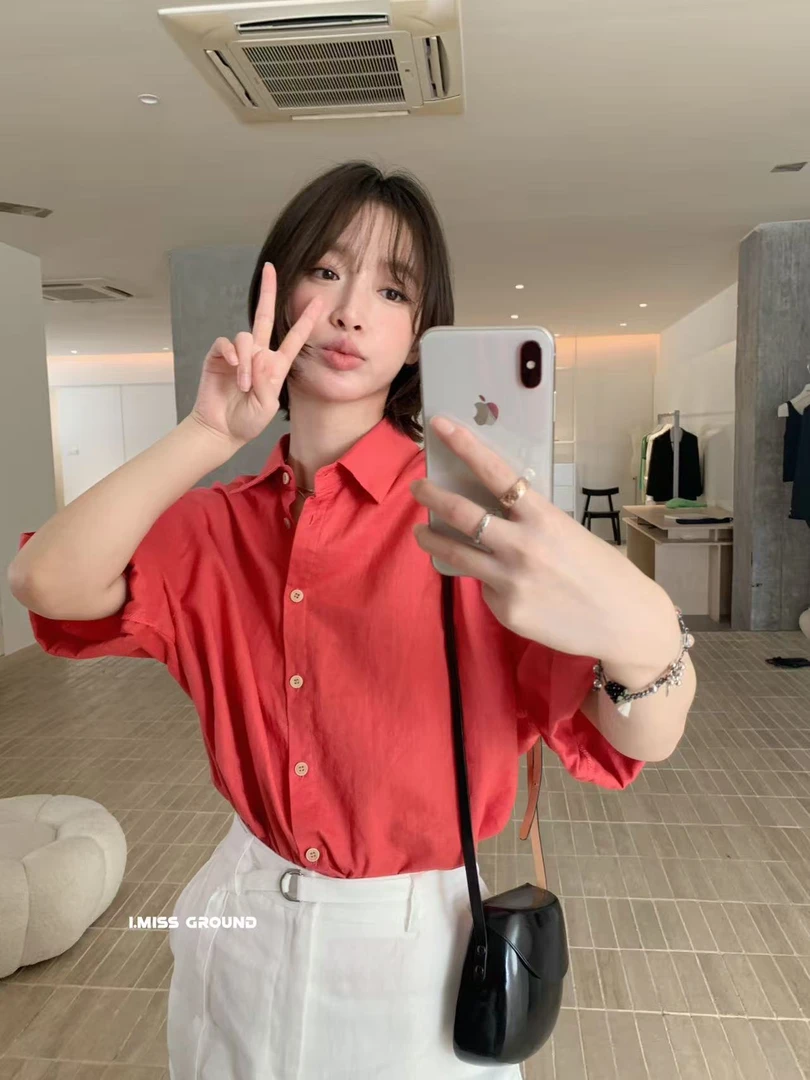 【露露自留款】I.miss（2100#）高品质纯色时尚气质百搭衬衫