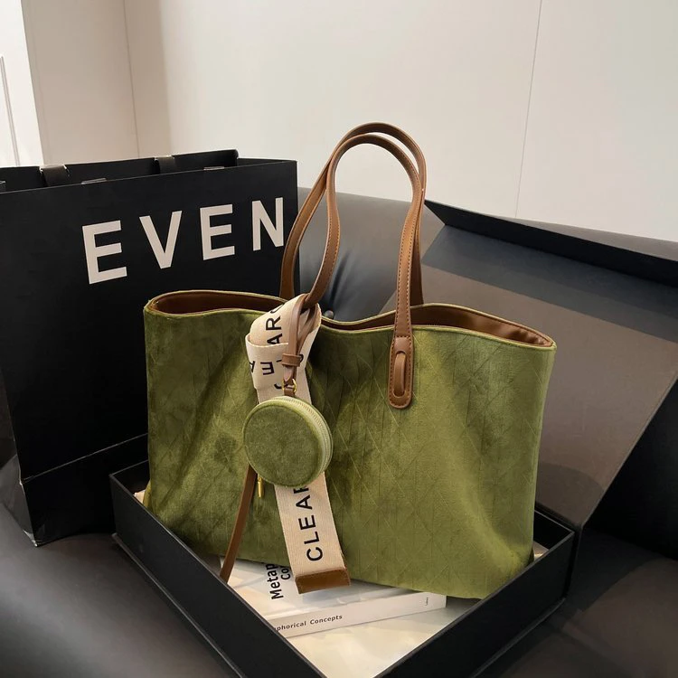 复古纯色托特包参考SKU单肩包大包包休闲山系富婆风