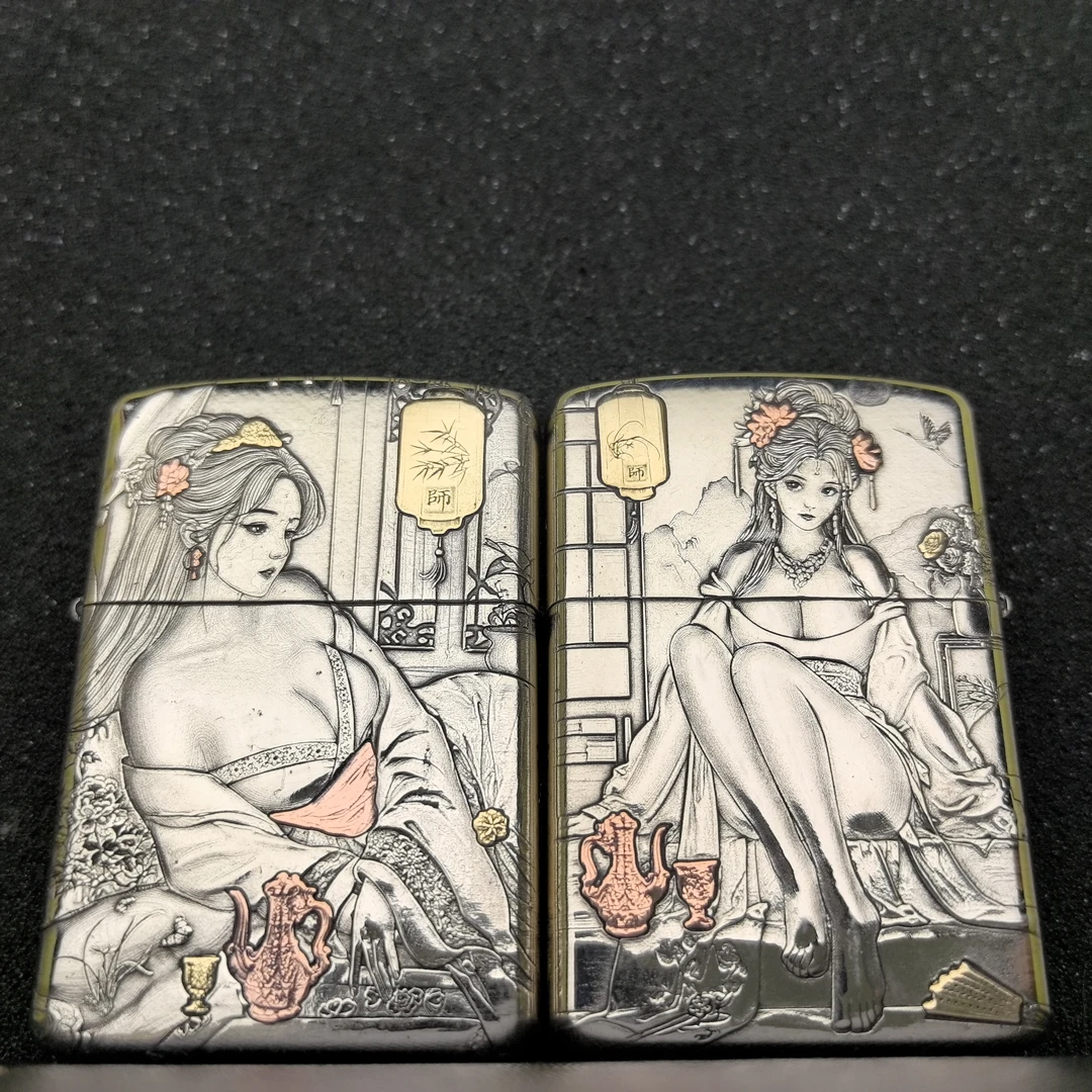 ZORRO2代902S盔甲(李诗诗)双面浮雕镶嵌煤油打火机[云川工作室]
